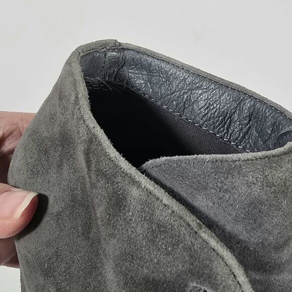 Vionic Becca Suede Ankle Bootie Women's Size 8 Gray Lace Up Wedge - Picture 11 of 12